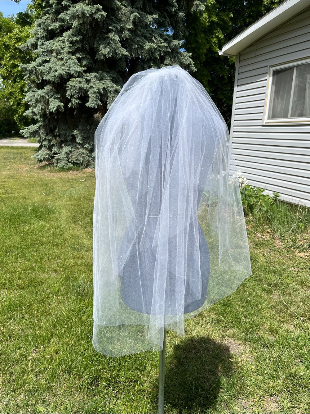 White  double layer, 35 inches Wedding Veil with Sparkle